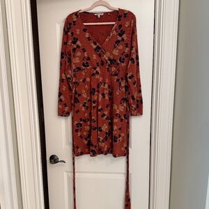 🌼 Toad & Co Cue Wrap Long Sleeve Dress | Auburn Floral Print | Sz L